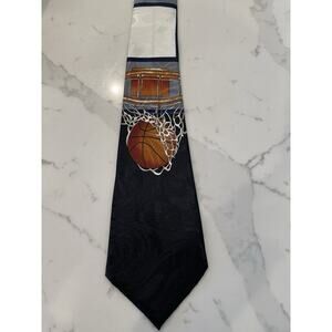 NOS NWT Vintage Renaissance Basketball Hoop Score Game Tie Necktie 58 x 3.75